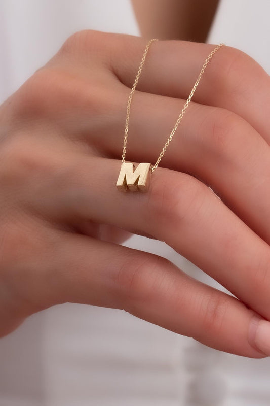 Alphabet Letter M Initial Necklace