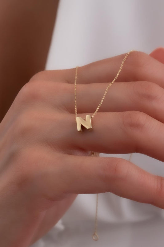 Alphabet Letter N Initial Necklace