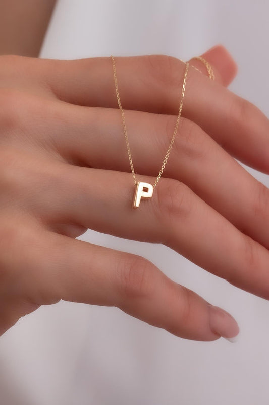 Alphabet Letter P Initial Necklace