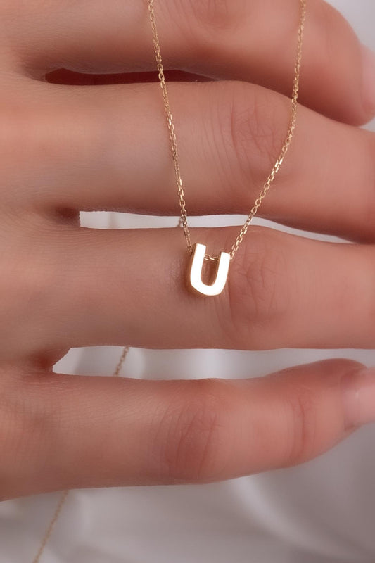 Alphabet Letter U Initial Necklace