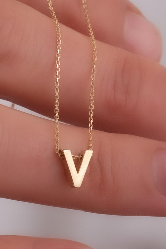 Alphabet Letter V Initial Necklace